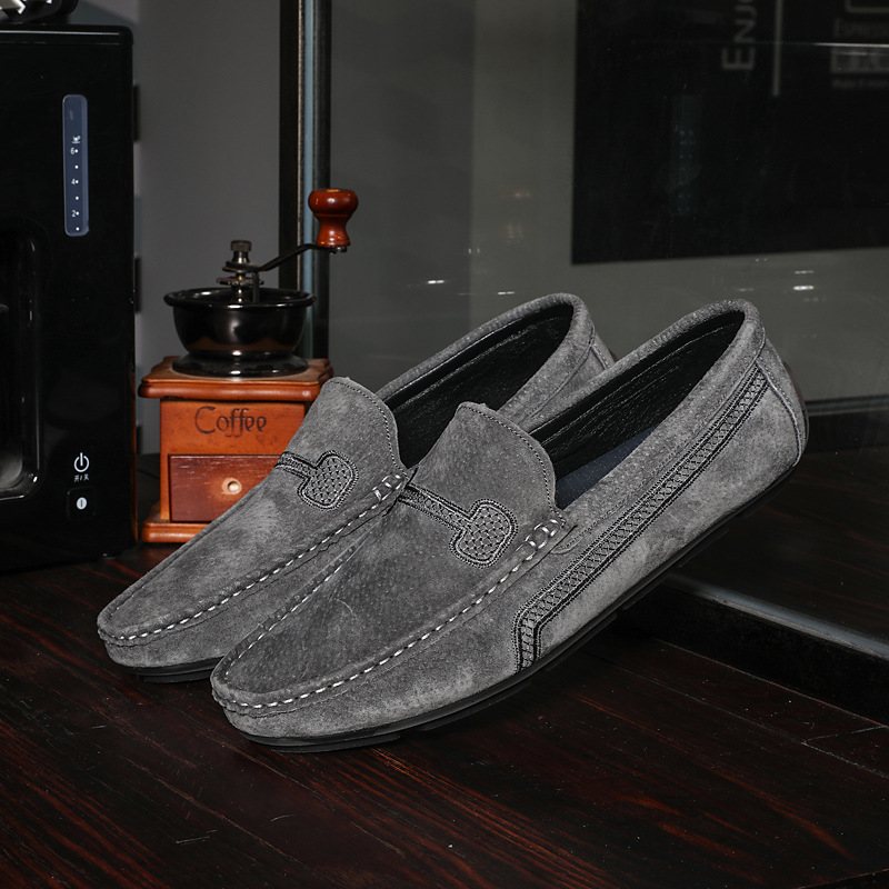 Stor Storlek Slip-on Loafers Läderärter Skor Casual Trendiga Herrskor Retro Körskor Nya