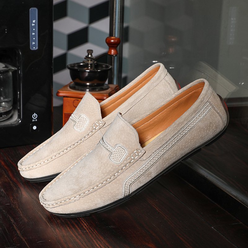 Stor Storlek Slip-on Loafers Läderärter Skor Casual Trendiga Herrskor Retro Körskor Nya