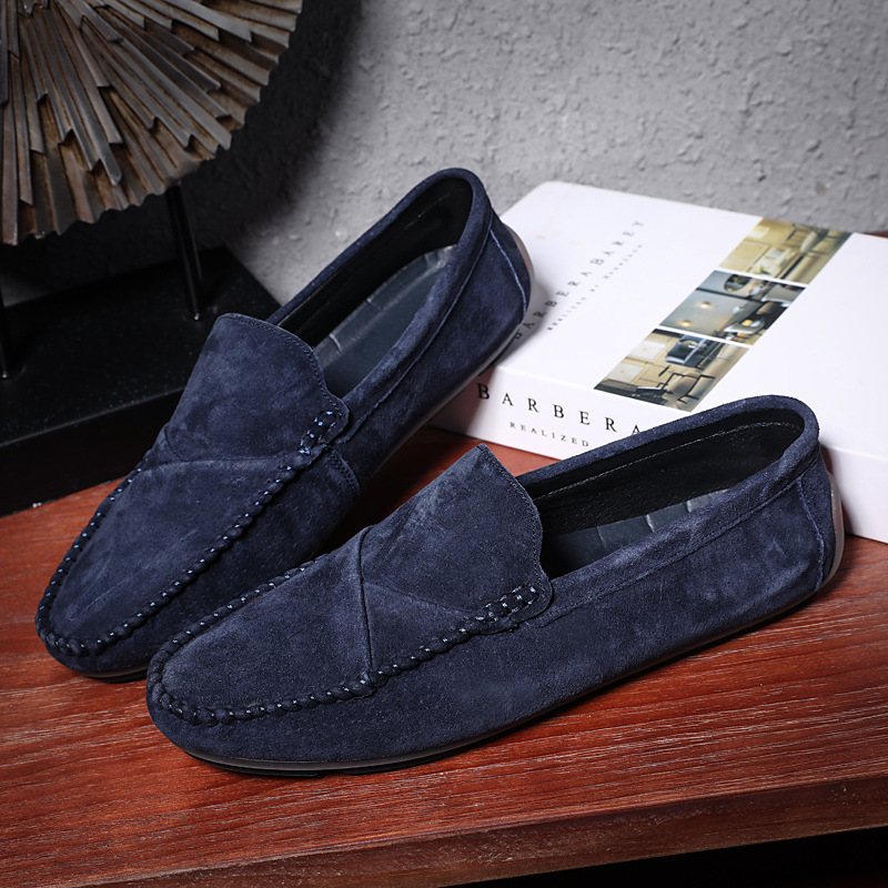 Stor Storlek Slip-on Loafers Läderärter Skor Casual Trendiga Herrskor Retro Körskor Nya