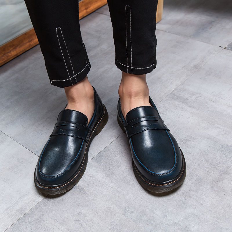 Trendiga Skor Sommar Andas Stora Huvudklänning För Män Rund Tå Slip-on Vardagsskor Mode Loafers