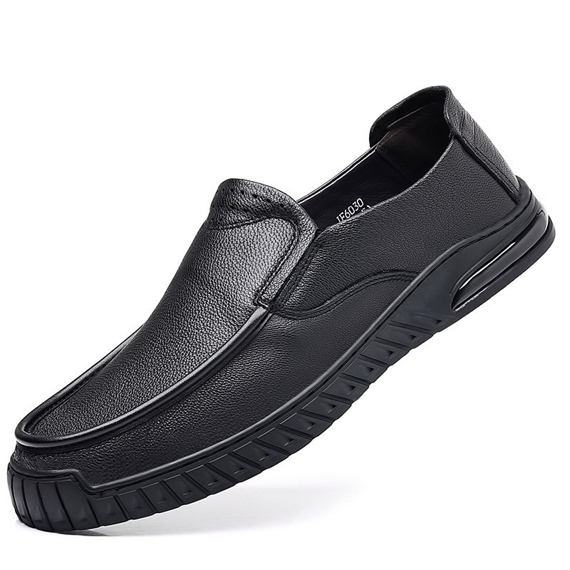 Våren Fårskinn Vardagsklänning Skor Herr Dagliga Loafers Äkta Läder Mjuk Sula Slip-on Pappa Kör Herrskor