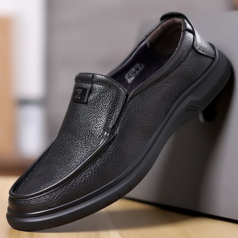 Våren Fårskinn Vardagsklänning Skor Herr Dagliga Loafers Äkta Läder Mjuk Sula Slip-on Pappa Kör Herrskor