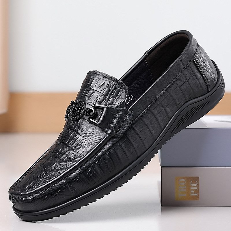 Vårens Nya Loafers För Män Business Casual Skor Herr Set Of Feet Klänning Low Top Kohud Doudou