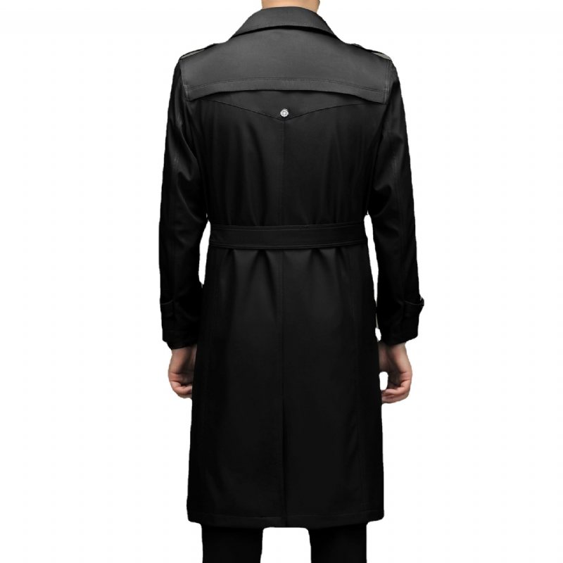 Herr Lång Trenchcoat Kostym Krage Lös Business Casual Kappa Dubbelknäppt Trend