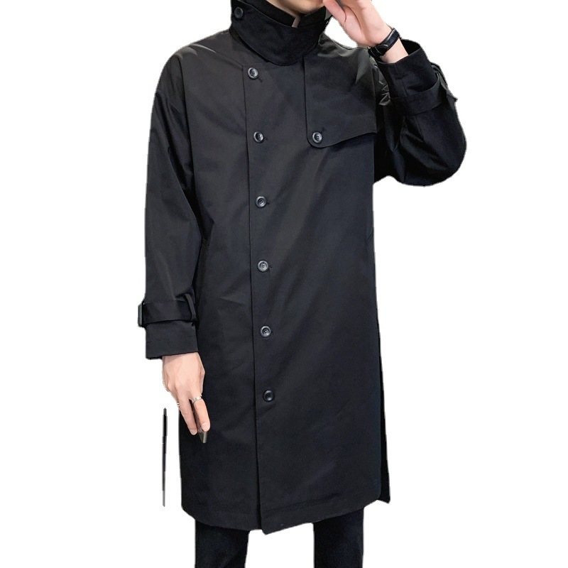 Herrjacka 2024 Enfärgad Business Casual Lång Trenchcoat