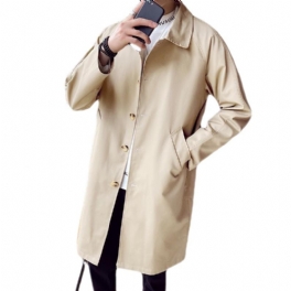 Lös Lång Kappa Mäns Trend Tunn Sektion Casual Lapel Ljus Färg Vindjacka