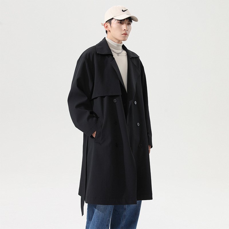 Trenchcoat För Män 2024. Mellanlång Trendig Casual Kappa