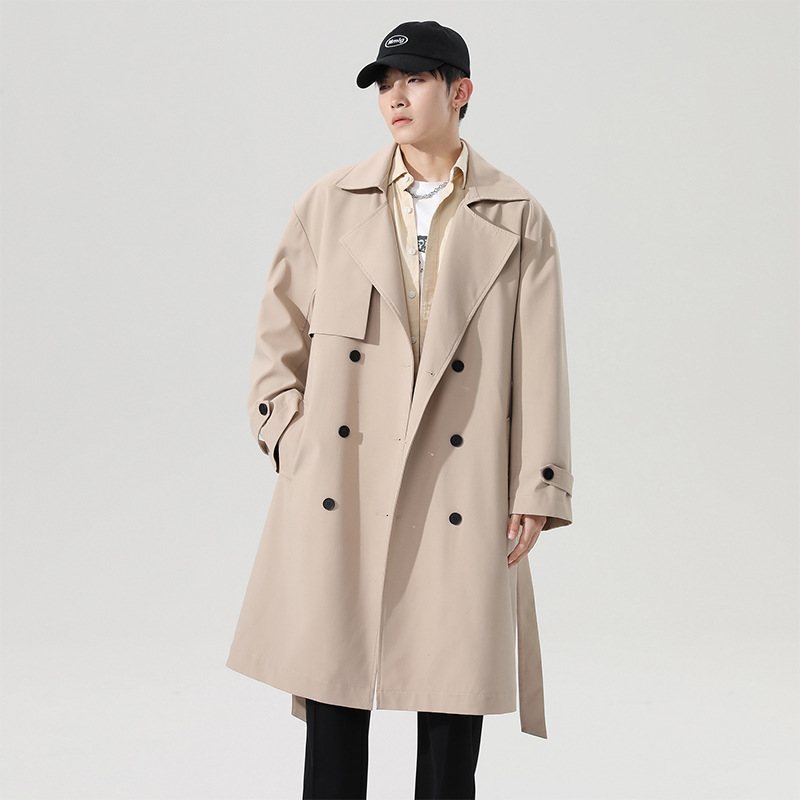 Trenchcoat För Män 2024. Mellanlång Trendig Casual Kappa