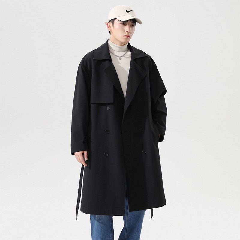 Trenchcoat För Män 2024. Mellanlång Trendig Casual Kappa