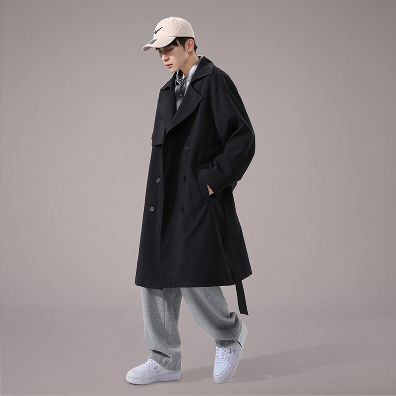 Trenchcoat Herr 2024 Trend Mellanlång Jacka Lös Ledig Kappa