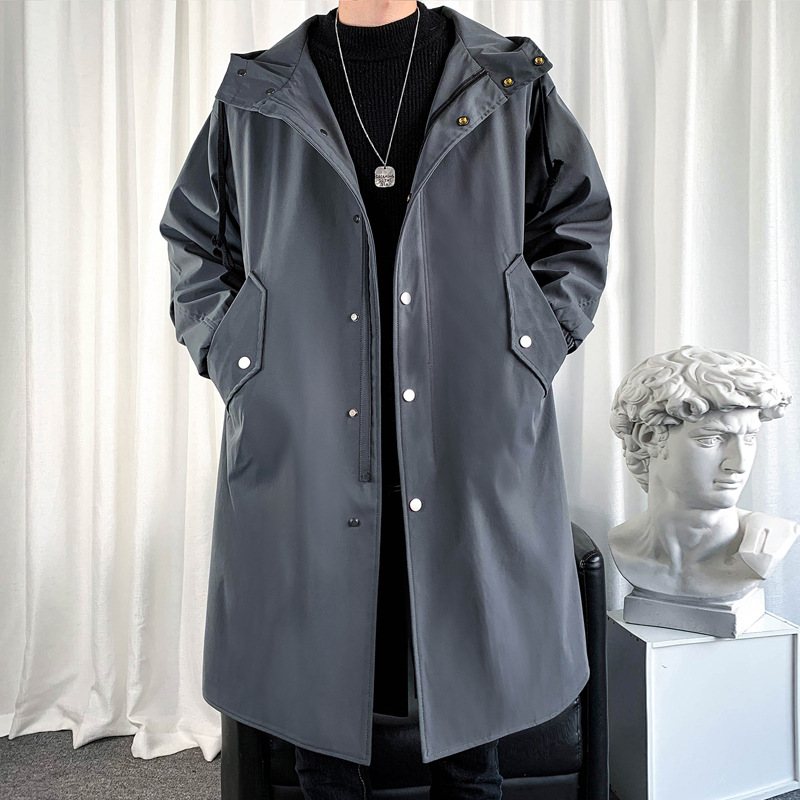 Windbreaker Mellanlång Kappa Herr 2024 Cape Coat Trendig Lös Casual