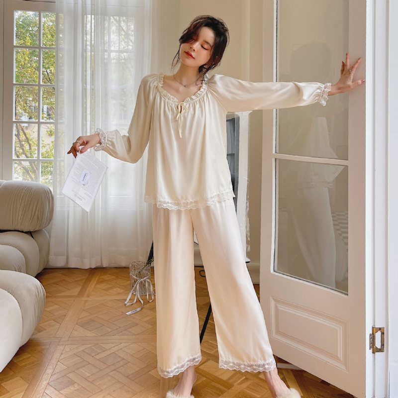 Dampyjamas Silk Homewear Sweet Home Långärmade Byxor