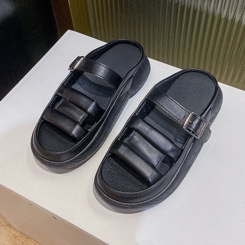 2024 Sommarens Nya Slip-on Sandaler Dam Plattform Tofflor Retro Casual Strandskor