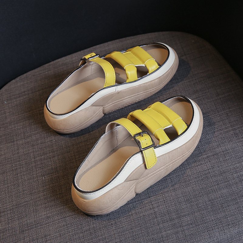 2024 Sommarens Nya Slip-on Sandaler Dam Plattform Tofflor Retro Casual Strandskor