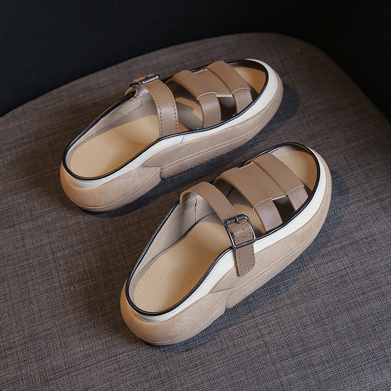 2024 Sommarens Nya Slip-on Sandaler Dam Plattform Tofflor Retro Casual Strandskor