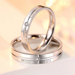 Ny 925 Sterling Silver Autentisk I Miss You Inre Båge Diamantuppsättning Personlighets Parring