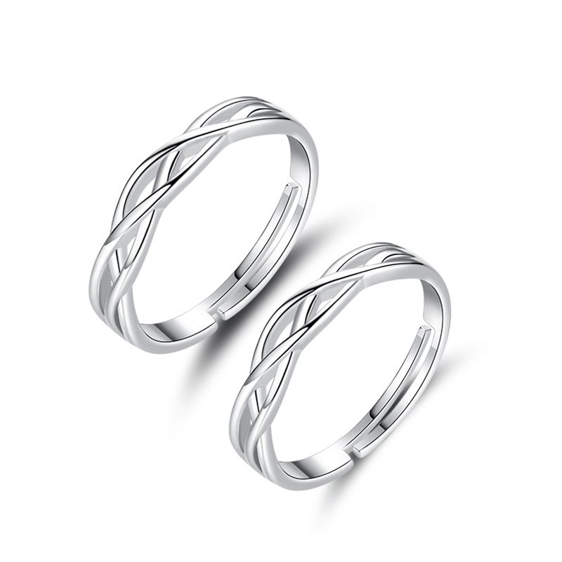 S925 Parring Sterling Silver Par Öppen Långväga Kärlekspar Ring Manlig Och Kvinnlig Studentpersonlighet