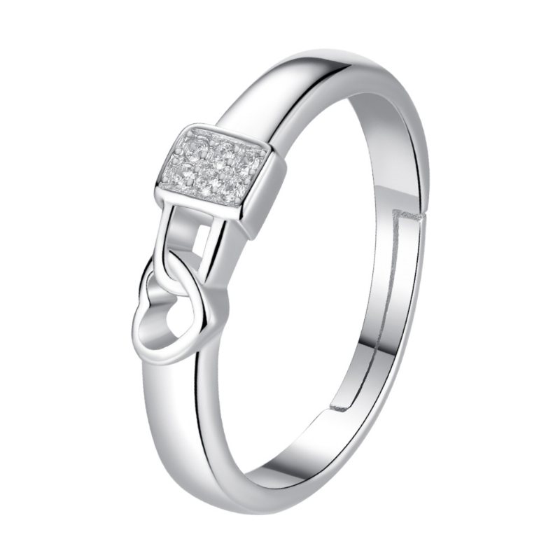 S925 Silver Lock Heart Par Ringar Ett Par Älskare Män Och Kvinnor Parar Ring Jubileumspresent