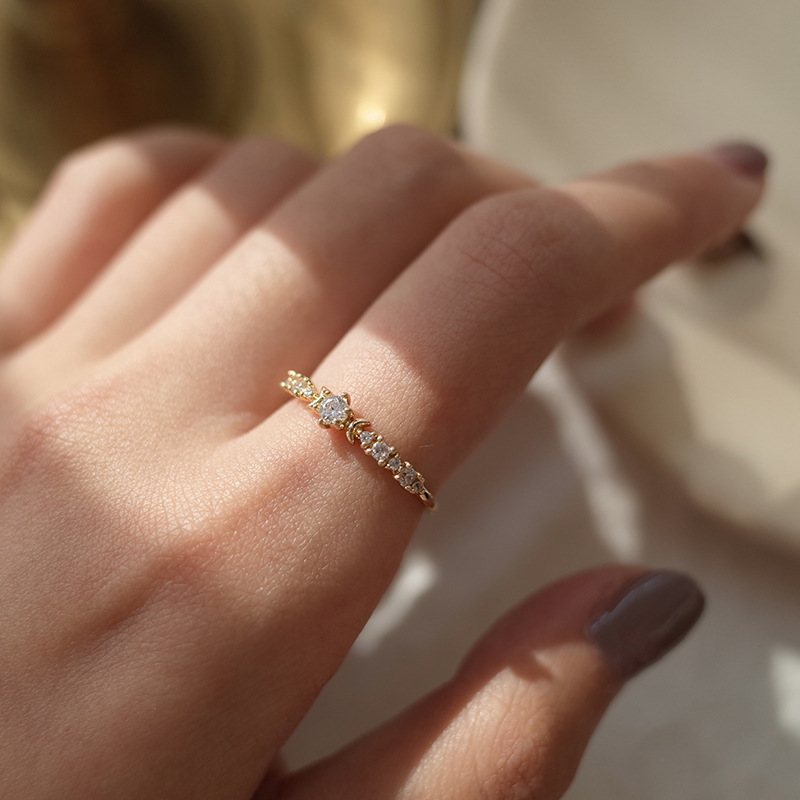 S925 Sterling Silver Pläterad Med 14k Guld Utsökt Och Superblixt Diamantbesatt Öppen Ring Temperament Hona