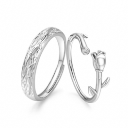 S925 Sterling Silver Ros Parring Mode Öppen Ring Design