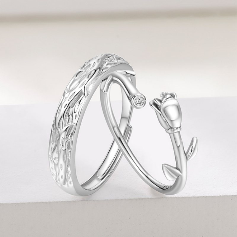 S925 Sterling Silver Ros Parring Mode Öppen Ring Design