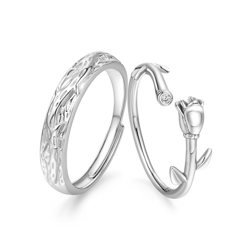 S925 Sterling Silver Ros Parring Mode Öppen Ring Design