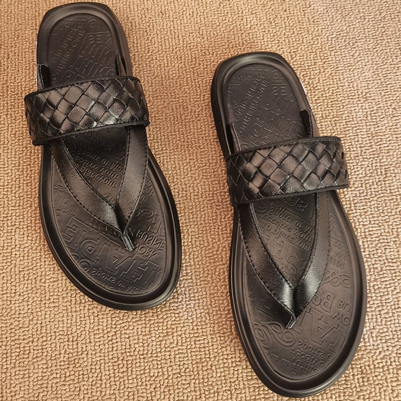 2024 Nya Sommaren Flipflops Herr Strandskor Vävda Retro Sandaler Tofflor Skor Hane