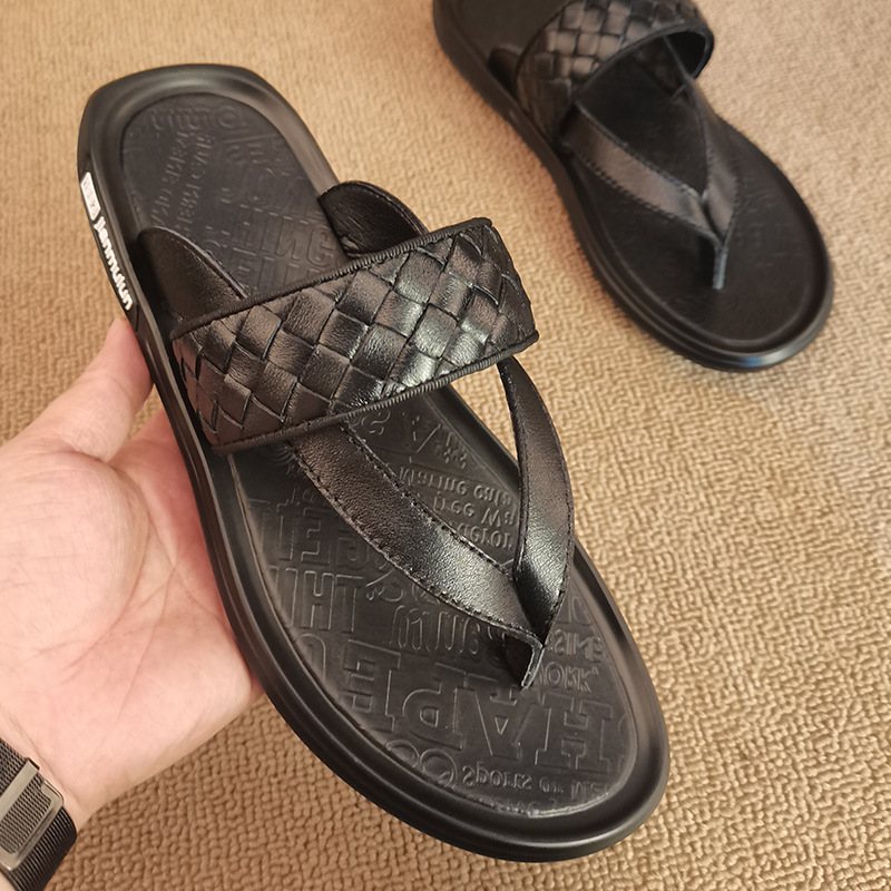 2024 Nya Sommaren Flipflops Herr Strandskor Vävda Retro Sandaler Tofflor Skor Hane