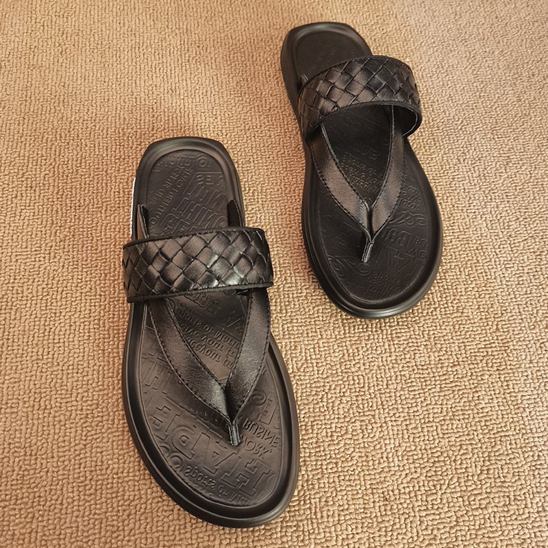 2024 Nya Sommaren Flipflops Herr Strandskor Vävda Retro Sandaler Tofflor Skor Hane