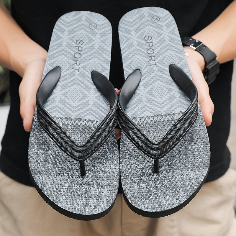 Flip Flops Herr 2024 Sommar Halkfria Sandaler Tofflor Skor Nyp Trend Slitstarka Strandskor