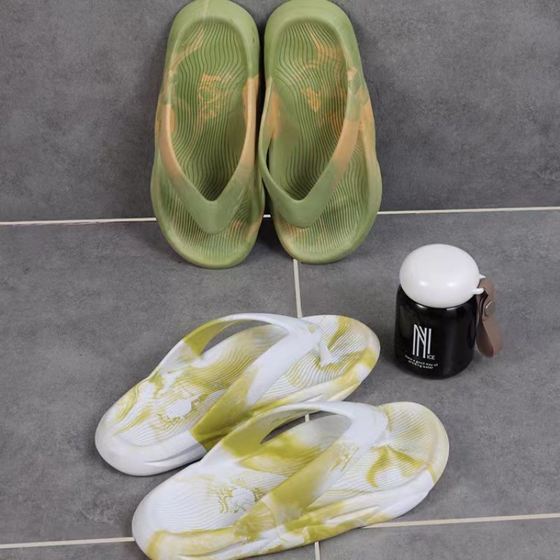 Flip Flops Herr Sommar Ny Streamer Gradient Blandad Färg Tjock Botten Trendig Mjuk Halkfria Sandaler Tofflor Skor