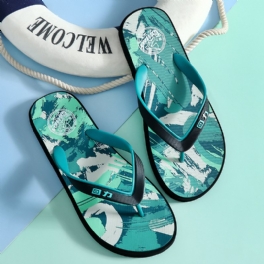 Flipflops Herr 2024 Sommar Nytt Utomhus Halkfria Strandtofflor Mode Flip Flops Med Tryck