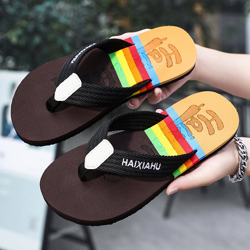 Herrtofflor Nypa Webbing Flip Flops Hem Inomhus Lätta Tofflor Utomhus Strand Sandaler Hane Stor Storlek