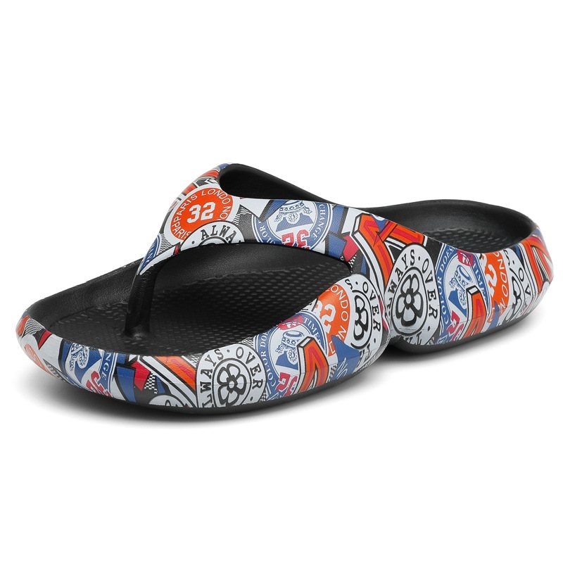 Nya Herrsandaler Tofflor Skor Sommartryck Flipflops Herrmode Tjocksulade