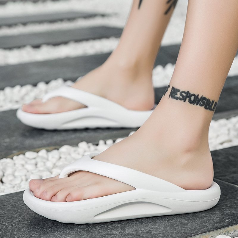 Stora Tofflor Sommartrend Herrflip Flops Tjock Botten Par Höga Elastiska Strandsandaler Skor