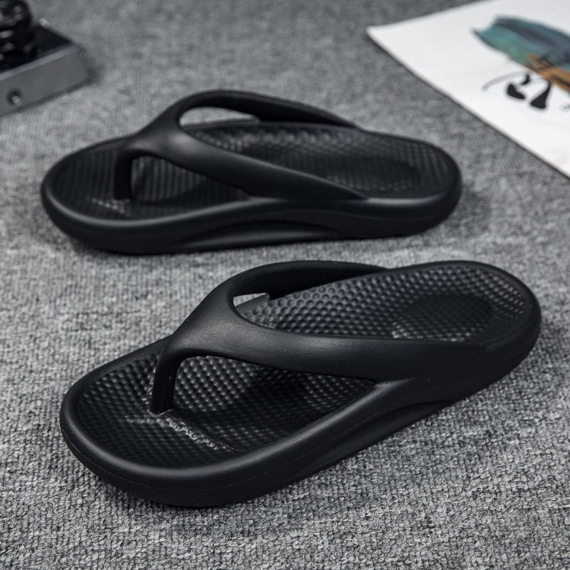 Stora Tofflor Sommartrend Herrflip Flops Tjock Botten Par Höga Elastiska Strandsandaler Skor