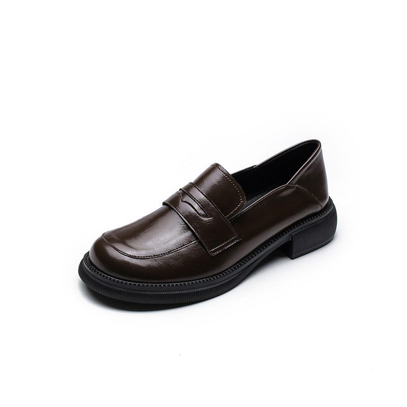 2024 Nya Tjocksulade Klänningskor Vår Och Höst Slip-on Loafers Damskor