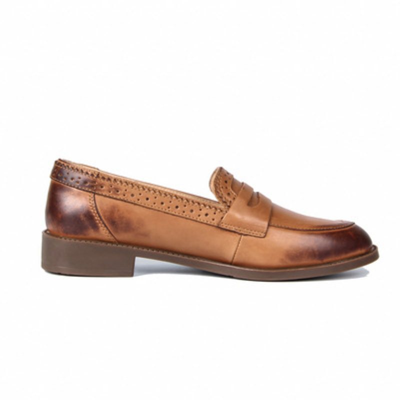 Brogue Skor Snidade Platta Oxford Retrofärg Polerade Damskor Loafers