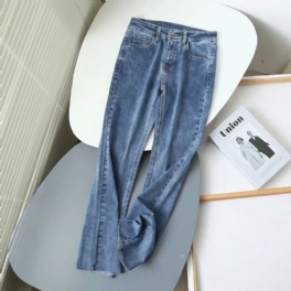 Casual Byxor För Kvinnor Mjuk Hög Bootcut Denim