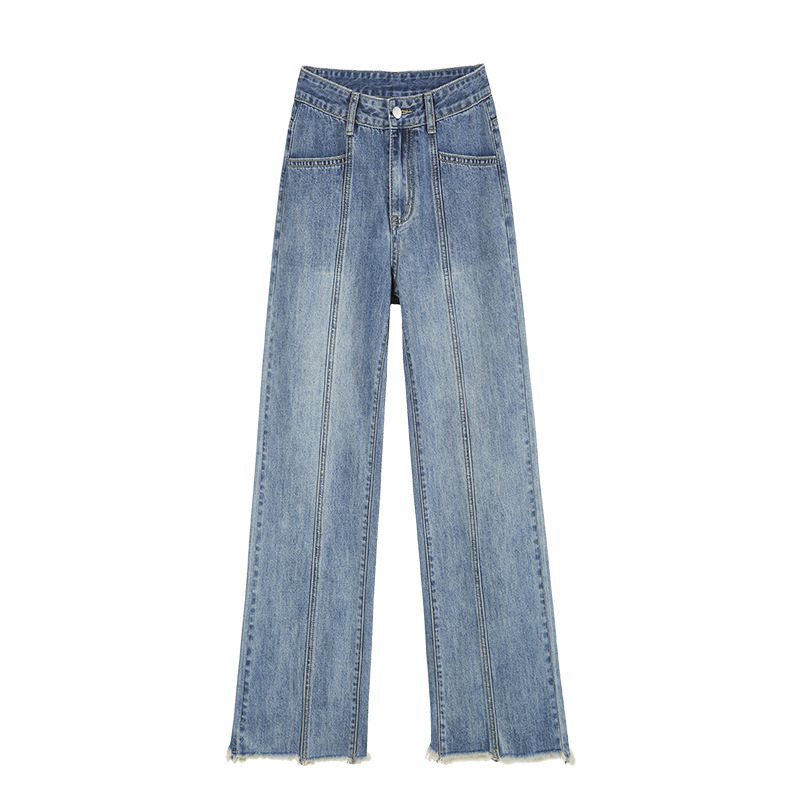 Dam Jeans Med Hög Midja Vid Ben Blå Lös Rak