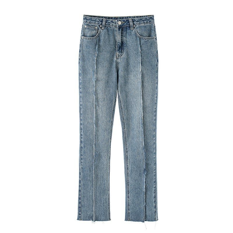 Dam Raka Jeans Med Hög Midja Med Slits