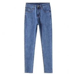 Damjeans Med Hög Midja Stretch Skinny Blue