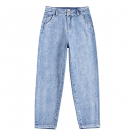 Jeans Med Hög Midja Dam Cropped Byxor Morot Casual Trend