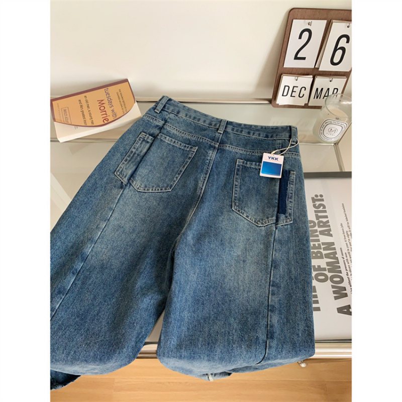 Kvinnors Lösa Casual Raka Jeans Denim