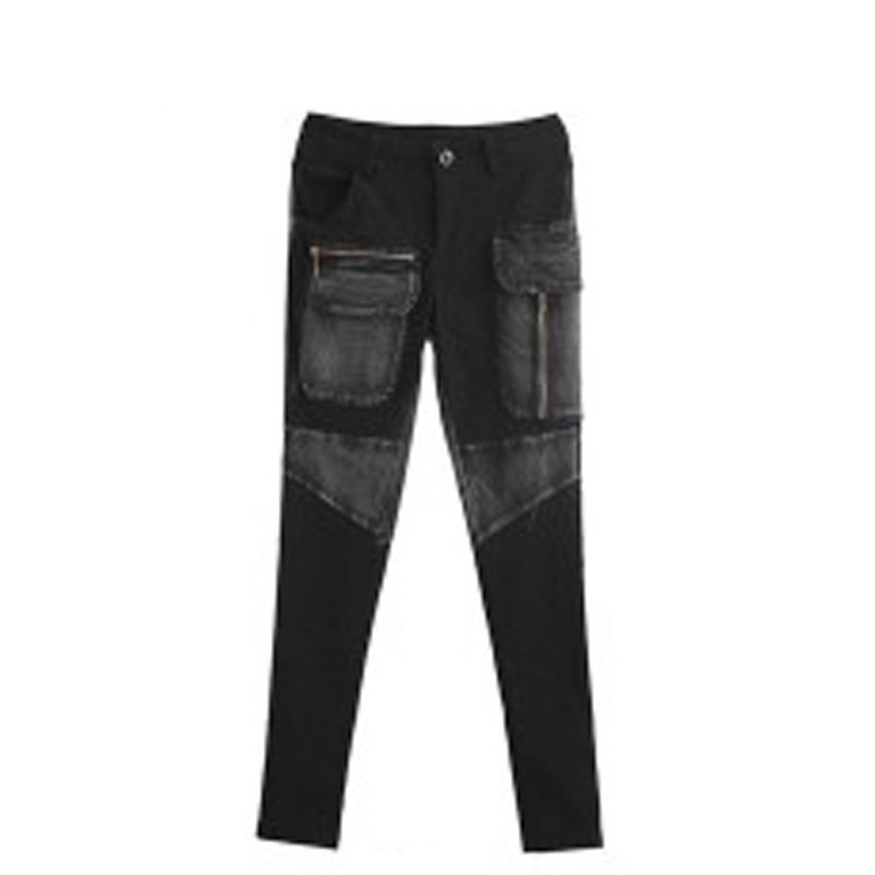 Personlighet Dragkedja Jeans Dam Casual Byxor Slim Fit Trend