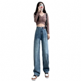 Retro Wide Leg Jeans Dam Lösa Rak Trendiga