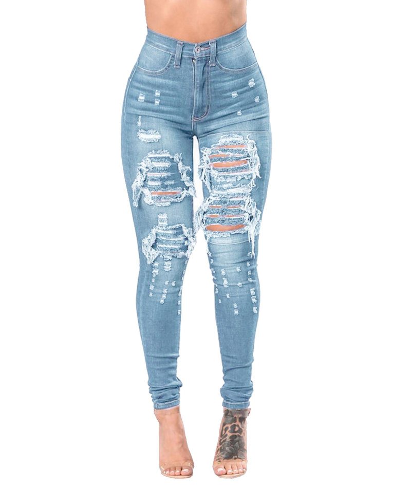 Slitna Jeans Kvinnor 2024 Smala Byxor Denim