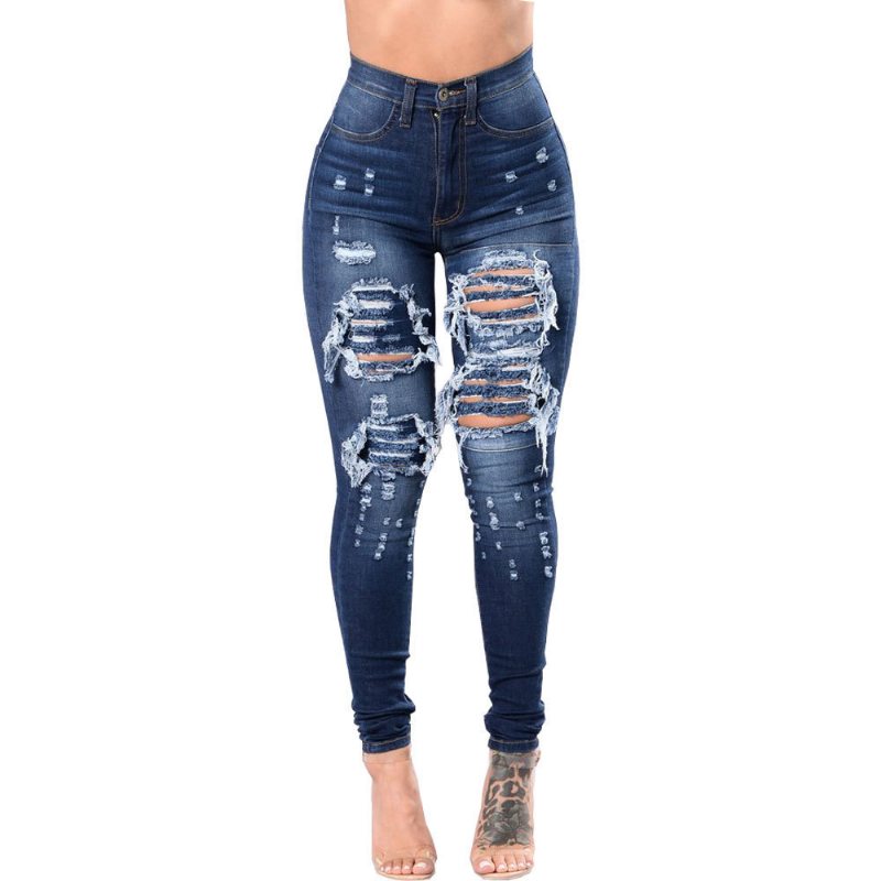 Slitna Jeans Kvinnor 2024 Smala Byxor Denim