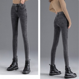 Stretchiga Jeans Med Hög Midja Skinny Stretch För Damer Slim