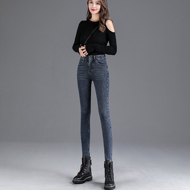 Stretchiga Jeans Med Hög Midja Skinny Stretch För Damer Slim